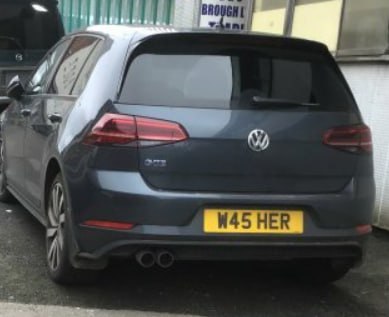 Registration plate WASHER - W45 HER